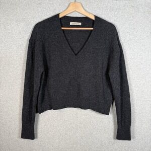 Gentle‎ Herd Sweater Womens Medium Gray Pullover V Neck Cropped Wool